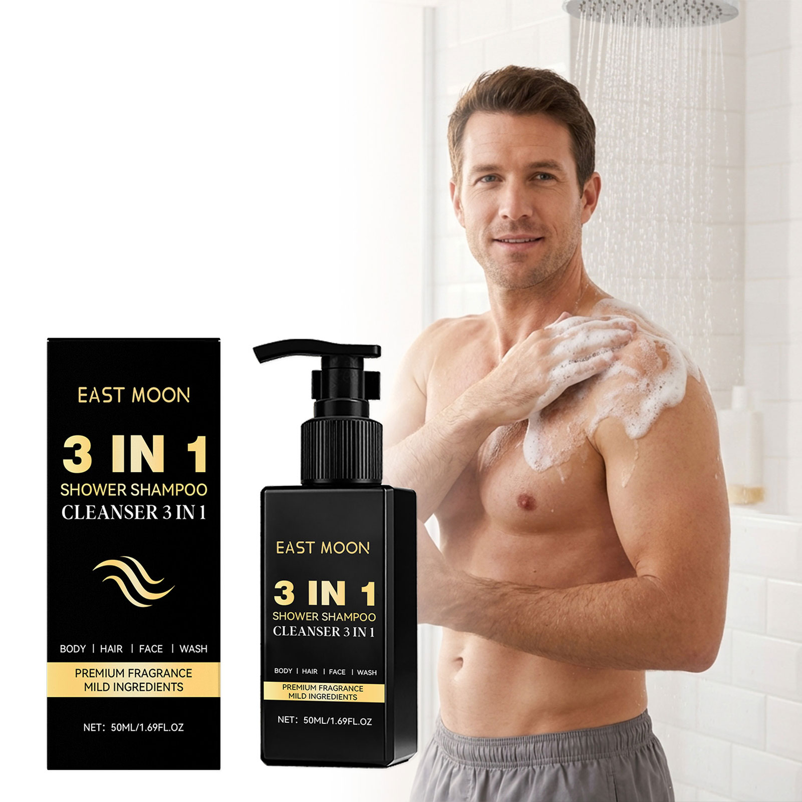 Face Wash Mens - 50ml 3 w 1 Szampon, płyn