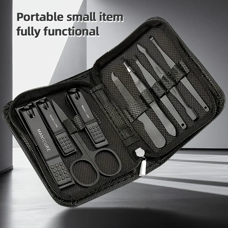 Nail Care Kit Mens - 9-częściowy zestaw do manicure i pedicure,
